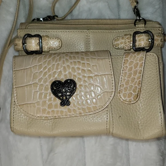 Brighton Cream Textured Crossbody Bag with Gold Accents - Picture 4 of 9